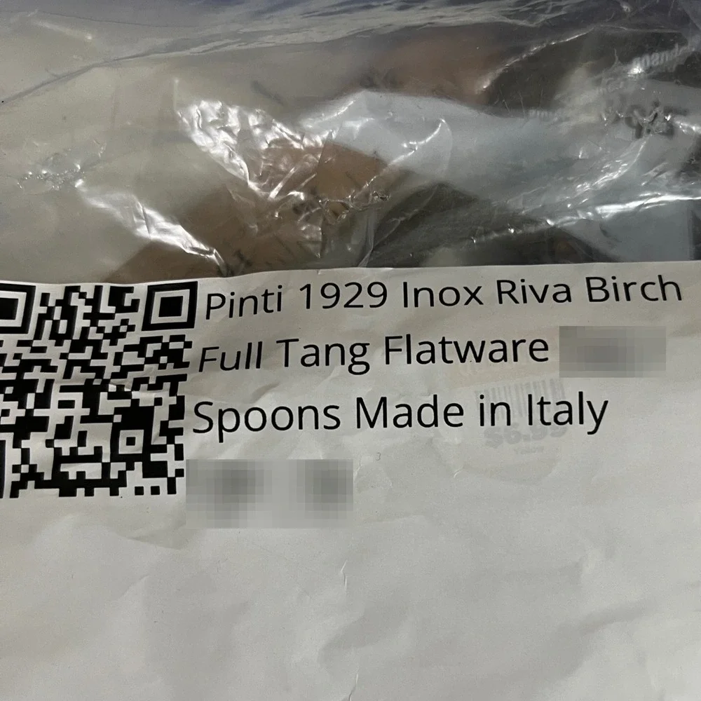 Pinti 1929 Inox Riva Birch Handle Spoons Forks Italian Flatware Set Serving